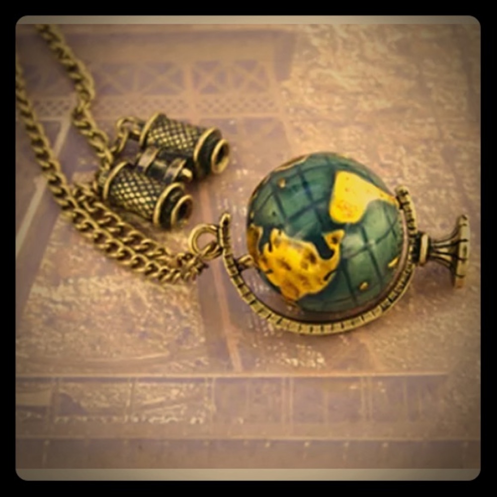 NEW DARK BRONZE GLOBE NECKLACE